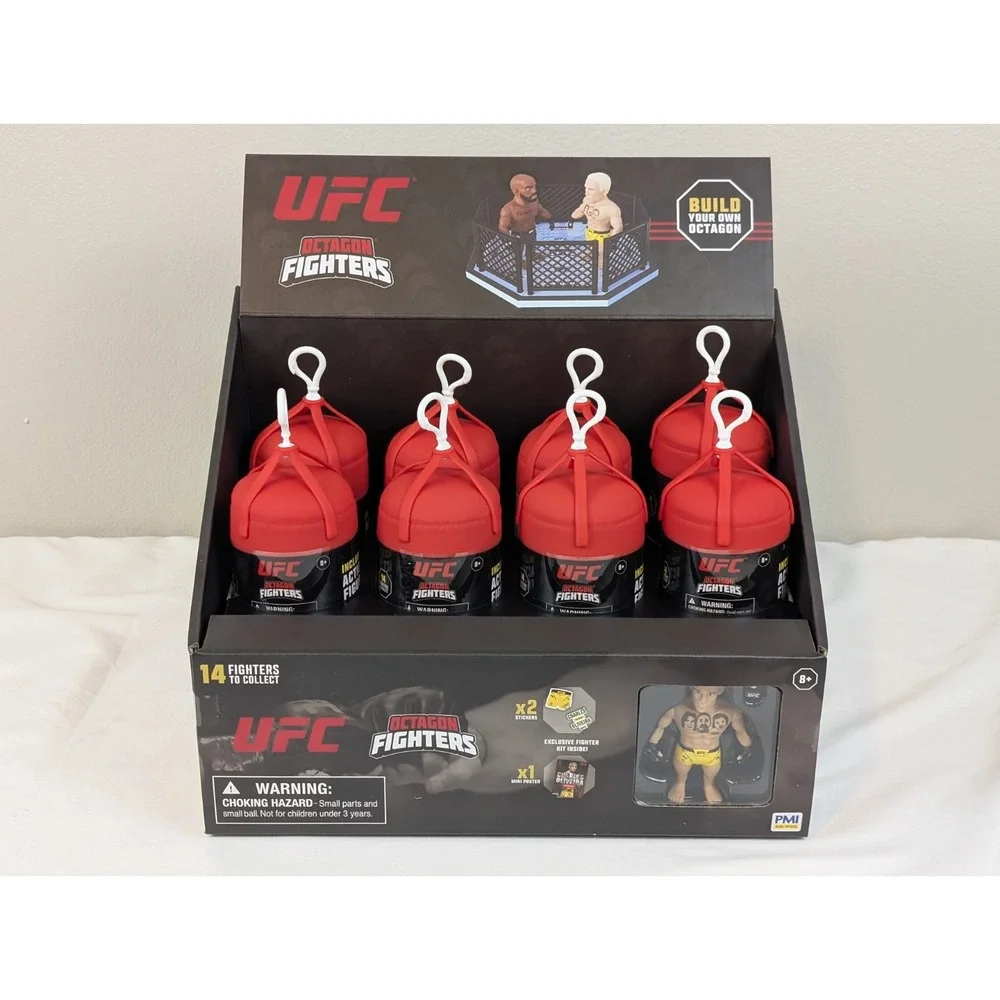 UFC Octagon Fighters Display Case & 8 SEALED Blind Pack Figure MMA Fighting 2025